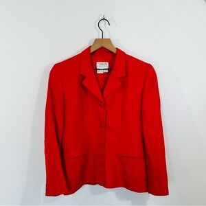 Talbots Vintage Linen Blend Red Four Button Blazer Jacket Size 10 Petite